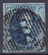 Belgique - N°7 - 20c Bleu Médaillon D45 GAND Cadre 7V5 - 1851-1857 Medaillons (6/8)