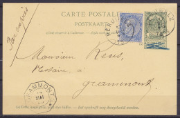 EP CP 5c (N°56) + N°60 Càd PERUWELZ /17 MAI 1895 En EXPRES Pour GRAMMONT - Càd Arrivée Octogon. GRAMMONT /17 MAI 95 - Postcards 1871-1909