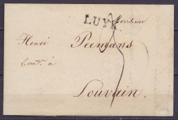 L. Datée 3 Décembre 1816 De LIEGE Pour LOUVAIN - Griffe "LUYK" - Port "3" - 1815-1830 (Hollandse Tijd)