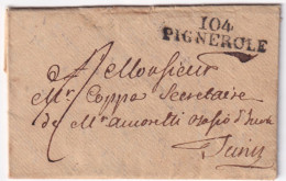 1809 SARDEGNA 104/PIGNEROLE SD (6.7) Su Lettera Completa Testo - 1. ...-1850 Vorphilatelie
