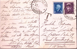 1945-MARCHE Da BOLLO C.50 + IMPERIALE S.F. C.50 Su Cartolina Con Segno Di Tassaz - Poststempel