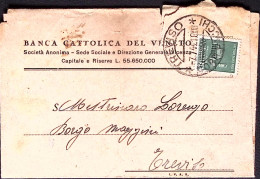 1944-MONUMENTI C.25 Isolato Su Busta Treviso (7.7) Per Distretto - Poststempel