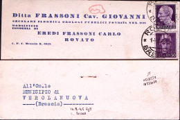 1945-IMPERIALE S.F. C.50 E Lire 1 Su Cartolina Rovato (14.9) - Marcophilie