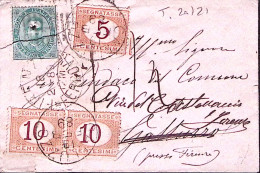 1889-SEGNATASSE C.5 E Coppia C.20 Su Busta Affrancata Effigie C.5 Difettoso - Poststempel