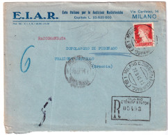 1941-IMPERIALE Lire 1,75 Isolato Su Raccomandata Milano (27.9) - Poststempel