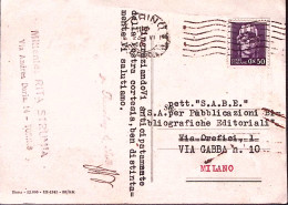 1945-IMPERIALE S.F. C.50 Isolato Su Cartolina Torino (23.6) Tariffa R.S.I. Tolle - Storia Postale