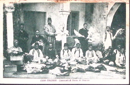 1919-LIBIA Lavoranti Di Penne Di Struzzo Viaggiata Affrancata Leoni Sopr. C.10 M - Libia