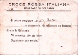 1943-CROCE ROSSA TRIESTE Avviso Di Transito Di Prigioniero Di Guerra Italiano Pe - Red Cross