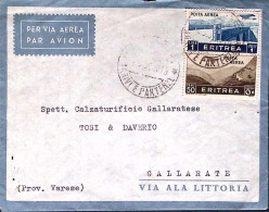 1938-ERITREA POSTA Aerea C.5 E Lire 1 Su Busta Via Aerea Addis Abeba (1.4) - Erythrée