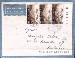 1937-ERITREA POSTA Aerea Striscia 3 C.50 Su Busta Via Aerea Addis Abeba (31.8) - Erythrée