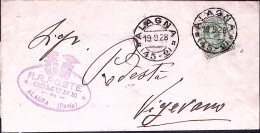 1928-ALAGNA C2 (19.9) Su Piego Affrancato Floreale C.25 - Poststempel