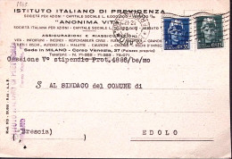 1945-IMPERIALE S.F. C.15 E 35 Su Cartolina Milano (18.5) - Marcophilie