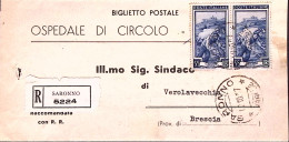 1957-ITALIA LAVORO Coppia £55 Su Piego Raccomandato Saronno (17.10) - 1946-60: Marcofilie