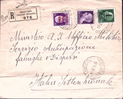 1944-VERONA FERROVIA/UFFICIOSE C2 (21.2) In Transito Al Verso Di Raccomandata Tr - Storia Postale