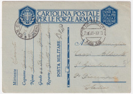 1941-Posta Militare/n.ro 38 C.2 (25.6) Su Cartolina Franchigia - Poststempel