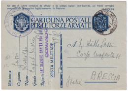 1942-14^ SEZ SANITARIA C.S.I.R. Tondo E Lineare Su Cartolina Franchigia PPM 88 ( - Poststempel