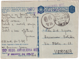 1942-POSTA MILITARE/N 40 C2 (15.5 Battaglia Di Izium) Su Cartolina Franchigia - Poststempel