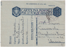1942-R. AEROPORTO 365 Ovale Manoscritto Su Cartolina Franchigia PM 3300 (8.5) - Poststempel