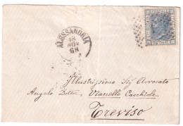 1868-ALESSANDRIA C1+punti (18.11) Su Busta Affrancata C.20 - Marcofilie