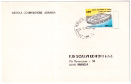 1990-CAMPIONATI MONDO CALCIO Lire 450 (Stadio Roma) Isolato Su Cedola Commission - 1981-90: Poststempel