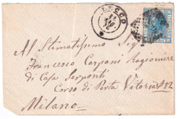 1875-LECCO C1+punti (11.3) Su Busta Affrancata C.20 - Marcophilie