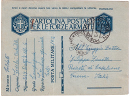 1941-POSTA MILITARE/N 102 C2 (13.8 Romania) Su Cartolina Franchigia Fori Spillo - Poststempel