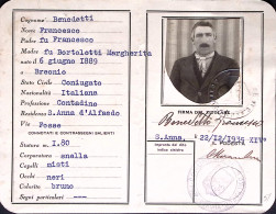 1935-CARTA D'IDENTITA' Completa Di Fotografia Rilasciata S. Anna Di Alfaedo ((22 - Tessere Associative
