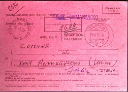 1973-AVVISO RICEVIMENTO Per ESTERO (mod 23-E Cartoncino Rosa) Non Affrancato Usa - 1971-80: Marcophilia