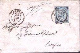 1865-EFFIGIE Sopr C.15/20 III^tipo Su Busta Pavia (23.7) - Poststempel