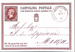 1875-Cartolina Postale R.P. Centesimi 15 +0 Parte Domanda Toscolano (16.11) - Stamped Stationery