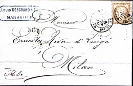 1876-Francia Cerere C.30 Su Sopracoperta Marsiglia (7.8) Per L'Italia - 1871-1875 Cérès