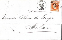 1869-Francia Napoleone III^c.40 Su Lettera Completa Di Testo Lione (5.3) Per L'I - 1863-1870 Napoleon III Gelauwerd