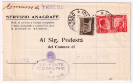 1941-Fratellanza Italo-tedesca C.20 + Imperiale C.5 (243+453) Su Piego Tesero (2 - Storia Postale