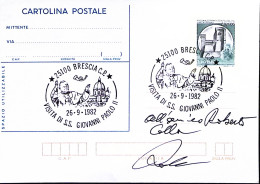 1982-BRESCIA Visita S.S. Giovanni Paolo II^annullo Speciale (26.9) Su Cartolina  - 1981-90: Marcofilie