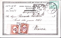 1902-Segnatasse C.5 E 10 Apposti A Venezia (29.5) Su Cartolina Egitto (Village D - Sonstige & Ohne Zuordnung