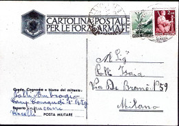 1946-Democratica Lire 1 E 2 Su Cartolina Franchigia (stemma Cassato) Usata Come  - 1946-60: Marcophilie