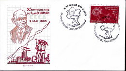 1960-LUXEMBURGO X Piano Schuman, Annullo Speciale (9.5) Su Busta Speciale - Covers & Documents