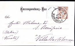 1886-Austria Cartolina Postale H.2 +francobollo H.3 Viaggiata Vienna (9.10) - Autres & Non Classés