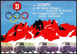 1956-CORTINA SCI FONDO 15km. Annullo Targhetta (30.1) Su Cartolina - Manifestaciones
