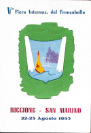 1953-RICCIONE V FIERA FRANCOBOLLO Annullo Speciale (22.6) Su Cartolina Non Viagg - Demonstrations