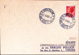1957-PALERMO 9 GIRO AEREO SICILIA Annullo Speciale (22.6) Su Cartolina - Poste Aérienne