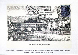 1958-VICENZA QUARANT. DELLA VITTORIA Annullo Targhetta (26.10)su Cartolina Non V - Demonstrationen