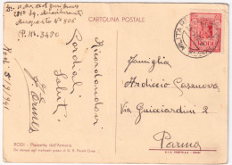 1941-AEROPORTO 806 Manoscritto Su Cartolina (Rodi Piazzetta Armeria Affrancata E - Egée (Rodi)