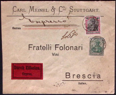 1915-Germania Espreoo Per Brescia Affrancato 5pf. (dente Corto) + 40 Pf. Perfett - Usati
