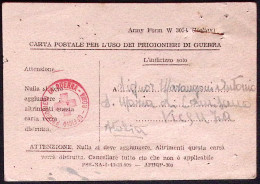 1943-Army Form W 3054 Carta Postale In Franchigia Per Uso Prigionieri Di Guerra, - Cruz Roja