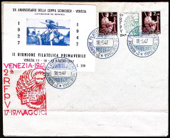 1947-Venezia 2 MOSTRA FILATELICA PRIMAVERILE Annullo Speciale Blu (18.5) Su Bust - Erinnofilie