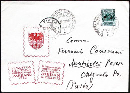 1953-MERANO MOSTRA FILATELICA Annullo Speciale (17.9) Su Busta - Expositions