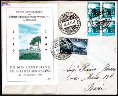 1947-PESCARA PRIMO CONVEGNO FILATELICO Annullo Speciale (14.8) Su Busta - 1946-60: Marcophilie
