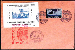 1947-Venezia MOSTRA FILATELICA PRIMAVERILE Annullo Speciale (18.5) Non Viaggiata - Expositions