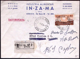 1956-raccomandata Affrancata L.80 Anniversario Della Repubblica Isolato - 1946-60: Marcophilie